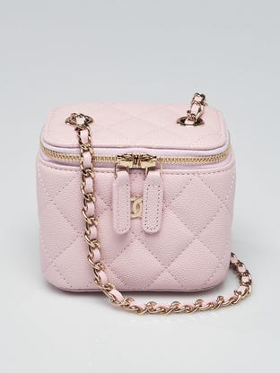 Chanel Pearl Crush Vanity Case with Chain Quilted Lambskin Small Pink  1003532