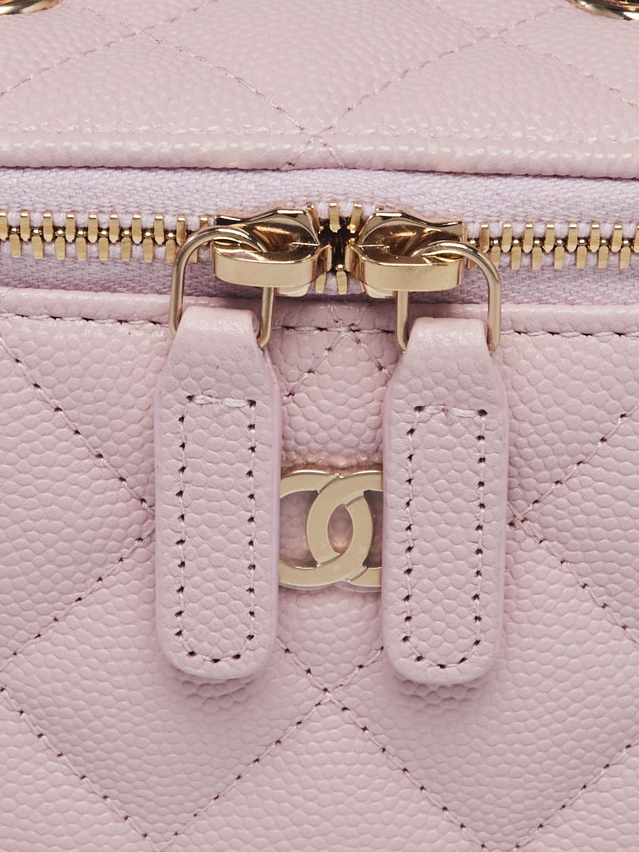 Chanel Small Top Handle Vanity Case Pink Quilted Caviar Gold Hardware –  Madison Avenue Couture