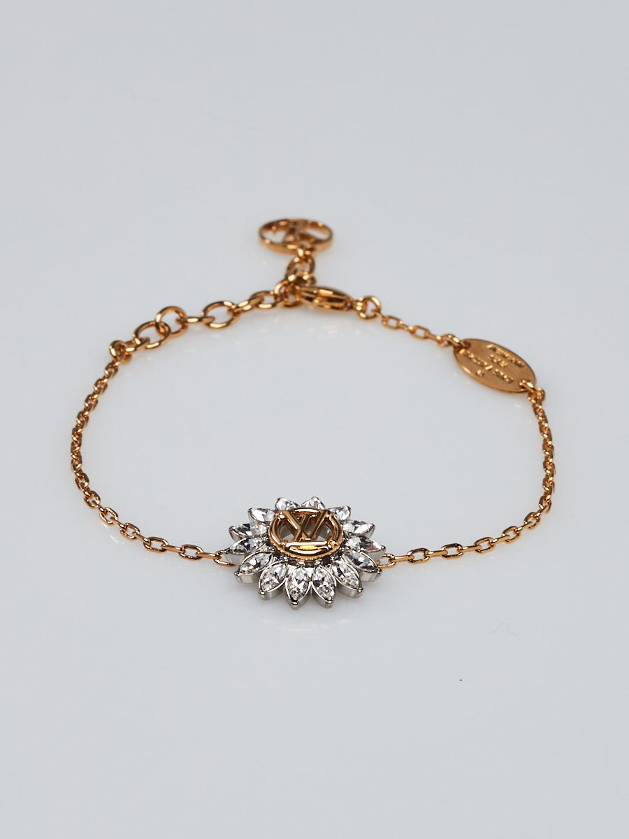 Louis Vuitton Goldtone Metal Crystal Essential V Planète Supple Bracelet -  Yoogi's Closet