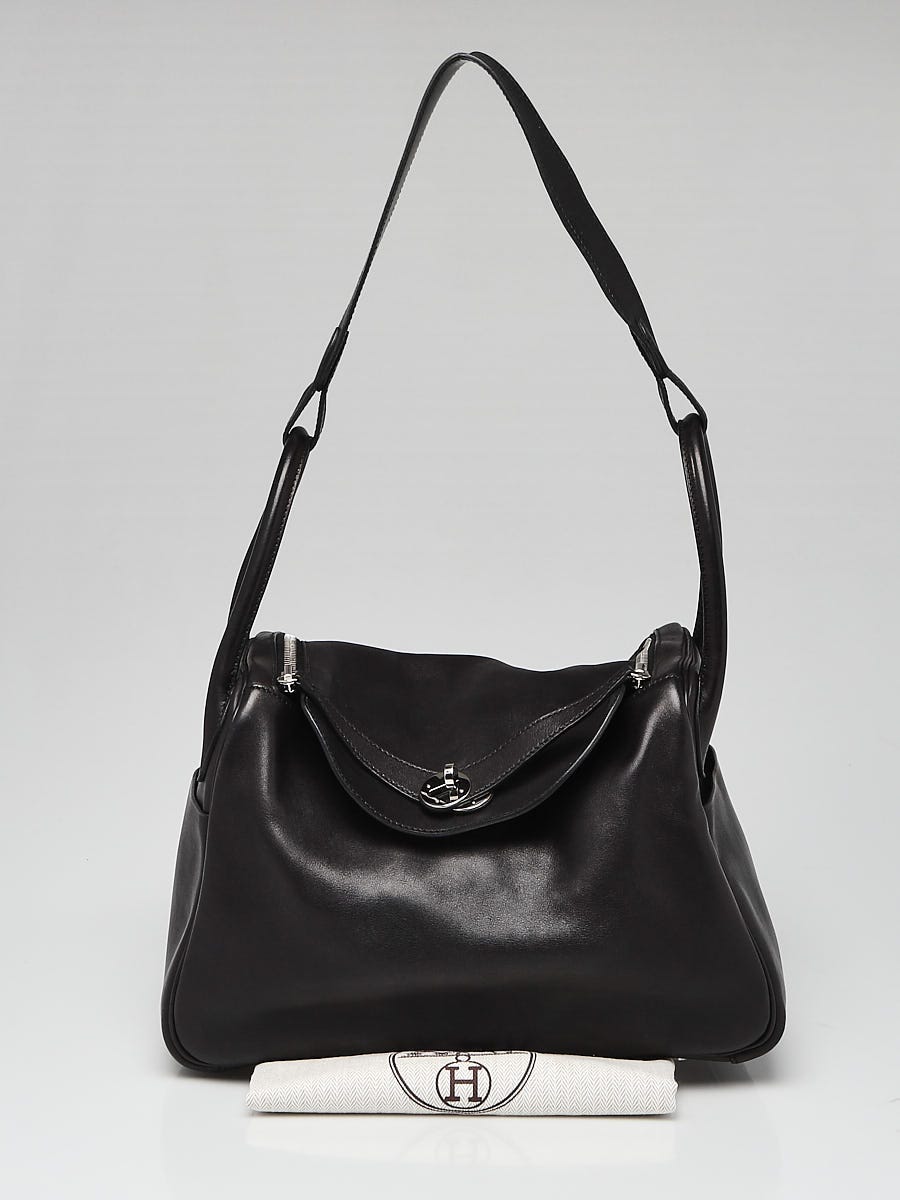 Hermes 26cm Black Swift Leather/Brown Suede Lindy Bag - Yoogi's Closet