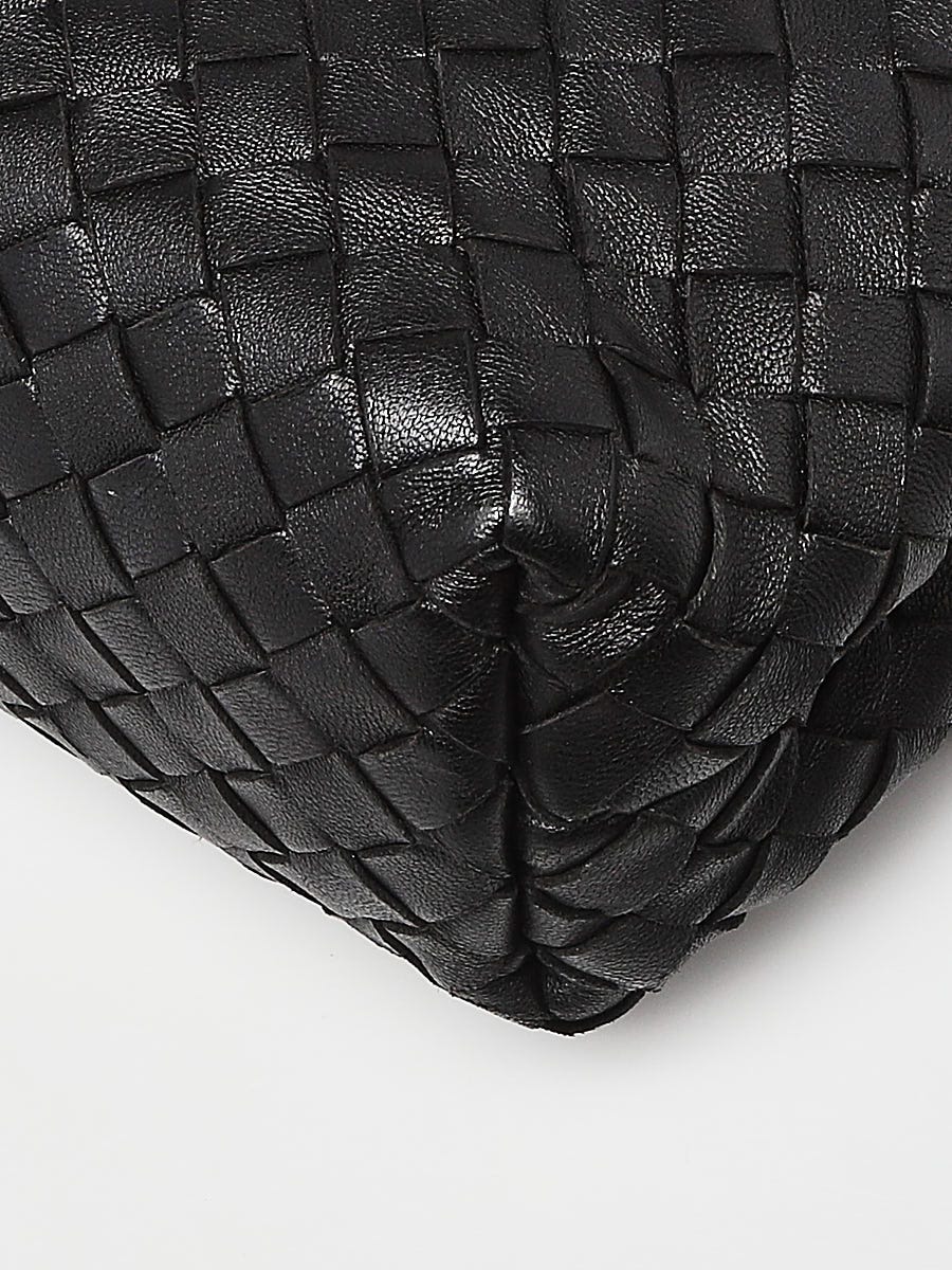 Bottega Veneta Black Intrecciato Woven Nappa Leather Baby Olimpia