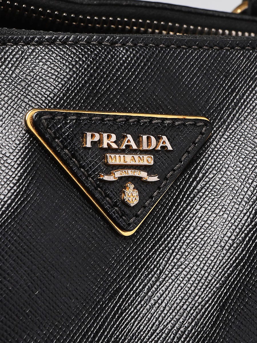 Prada Black Saffiano Leather Medium Double Zip Tote Bag - BN2274 - Yoogi's  Closet