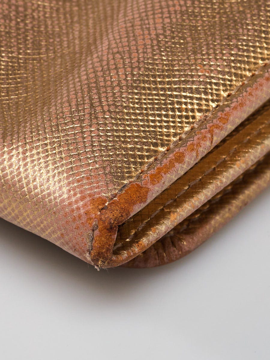 Prada Gold Metallic Leather Continental Wallet