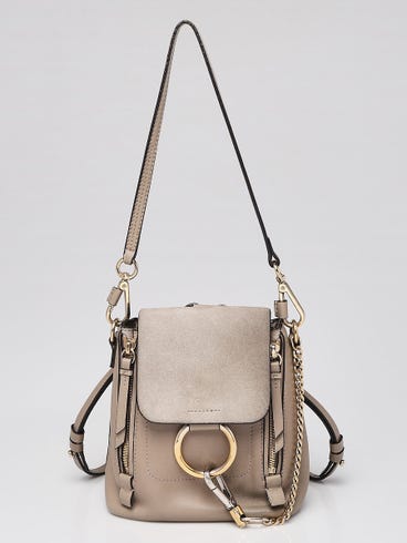 chloe mini faye backpack sale Chlo Brown Coco Approved Studio Twill lining in beige Chloe Mini Faye Leather &