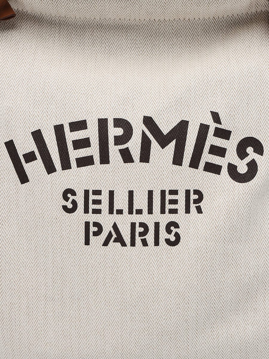 Hermes Beige Herringbone Canvas and Swift Leather Aline Grooming Bag -  Yoogi's Closet