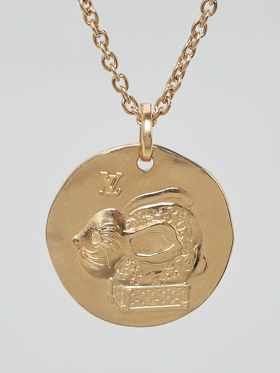Louis Vuitton Goldtone Metal Louis In The Sky Zodiac Necklace