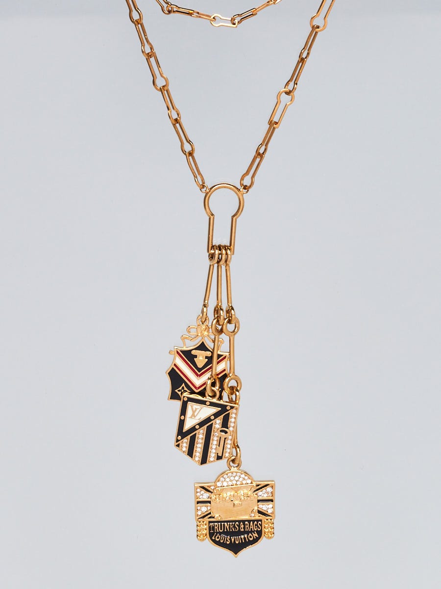 Louis Vuitton Goldtone Metal Link Crest Necklace - Yoogi's Closet