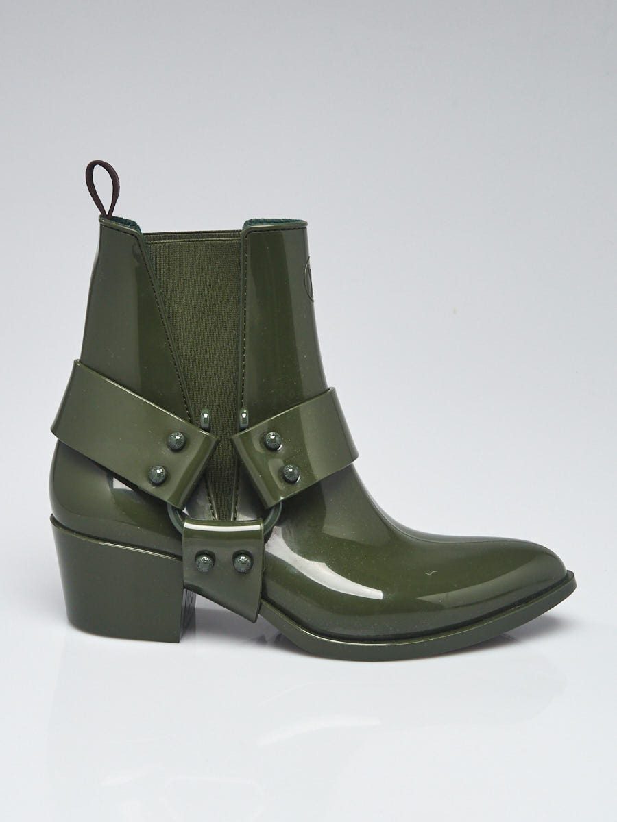 Louis Vuitton Green Rubber Rhapsody Ankle Boots Size 6.5/37