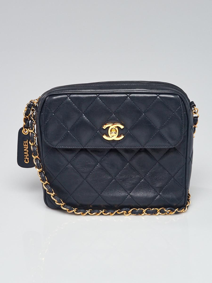 Chanel Blue Quilted Lambskin Leather Camera Case Bag - Yoogi's Closet