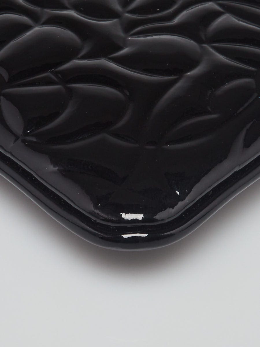 Chanel Black Camellia Embossed Patent Leather Mini Pochette Bag - Yoogi's  Closet