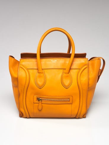 Celine Yellow Calfskin Leather Mini Luggage Tote Bag