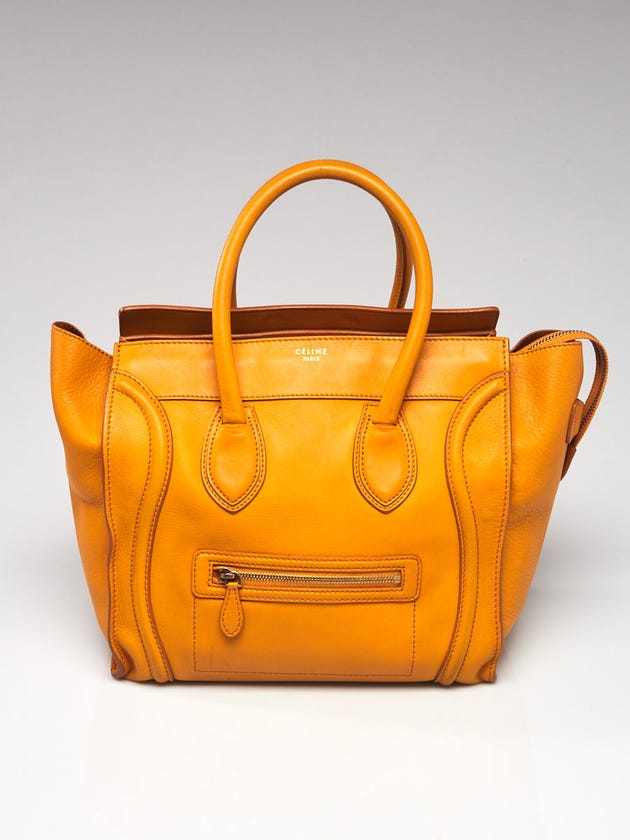 Celine Yellow Calfskin Leather Mini Luggage Tote Bag