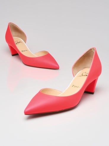 Christian Louboutin Flou Pink Matte Leather Karera 45 Pumps Size 6.5/37