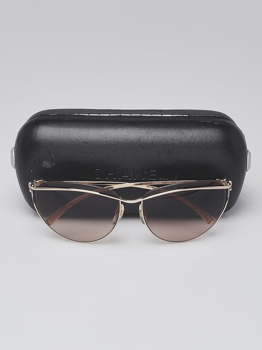 Chanel Goldtone Metal Frame and Brown Tint Sunglasses-4181