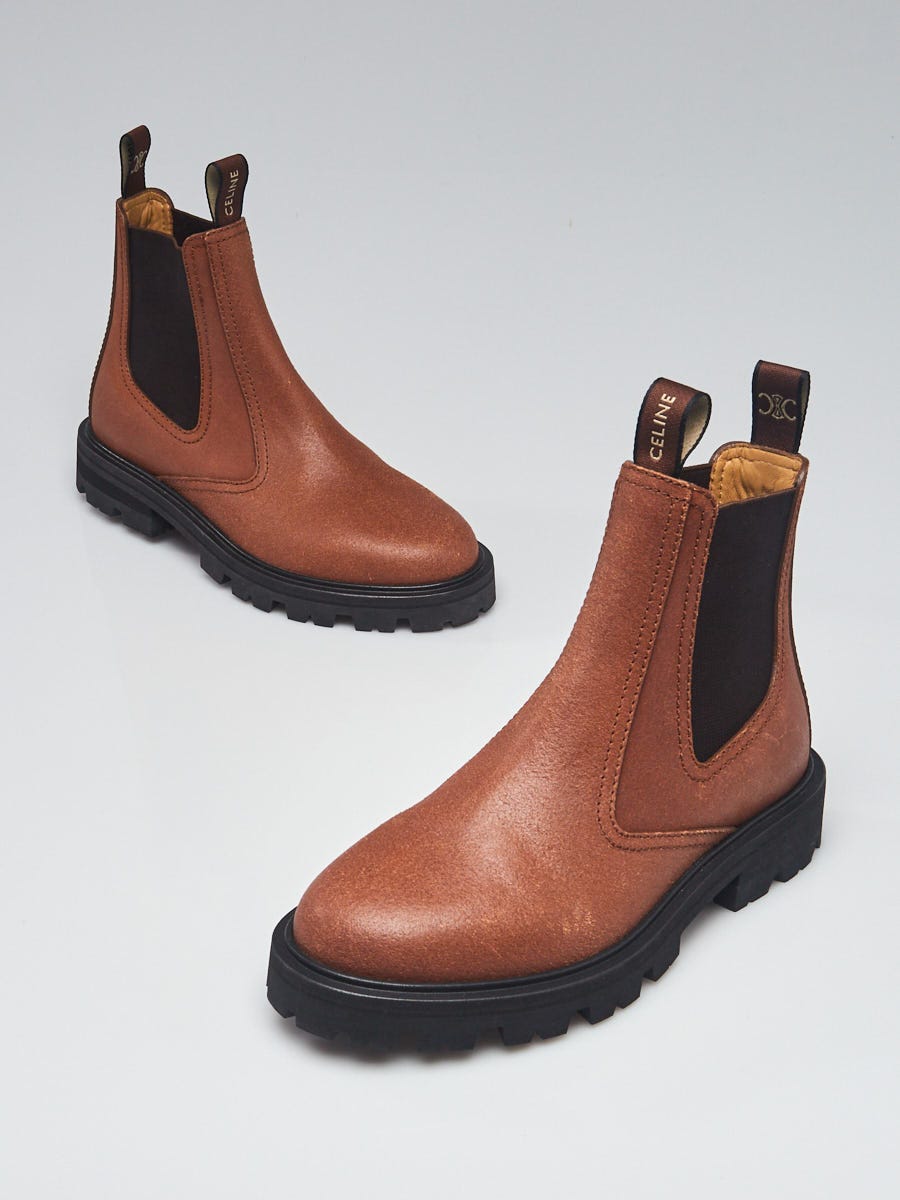 Celine Brown Calfskin Leather Margaret Chelsea Ankle Boot Size 6