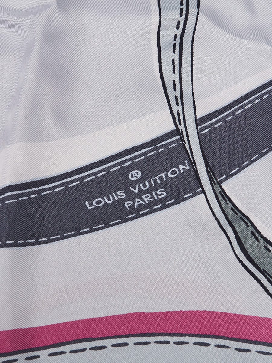 Louis Vuitton Grey/Pink Silk Handles and Straps Square Scarf