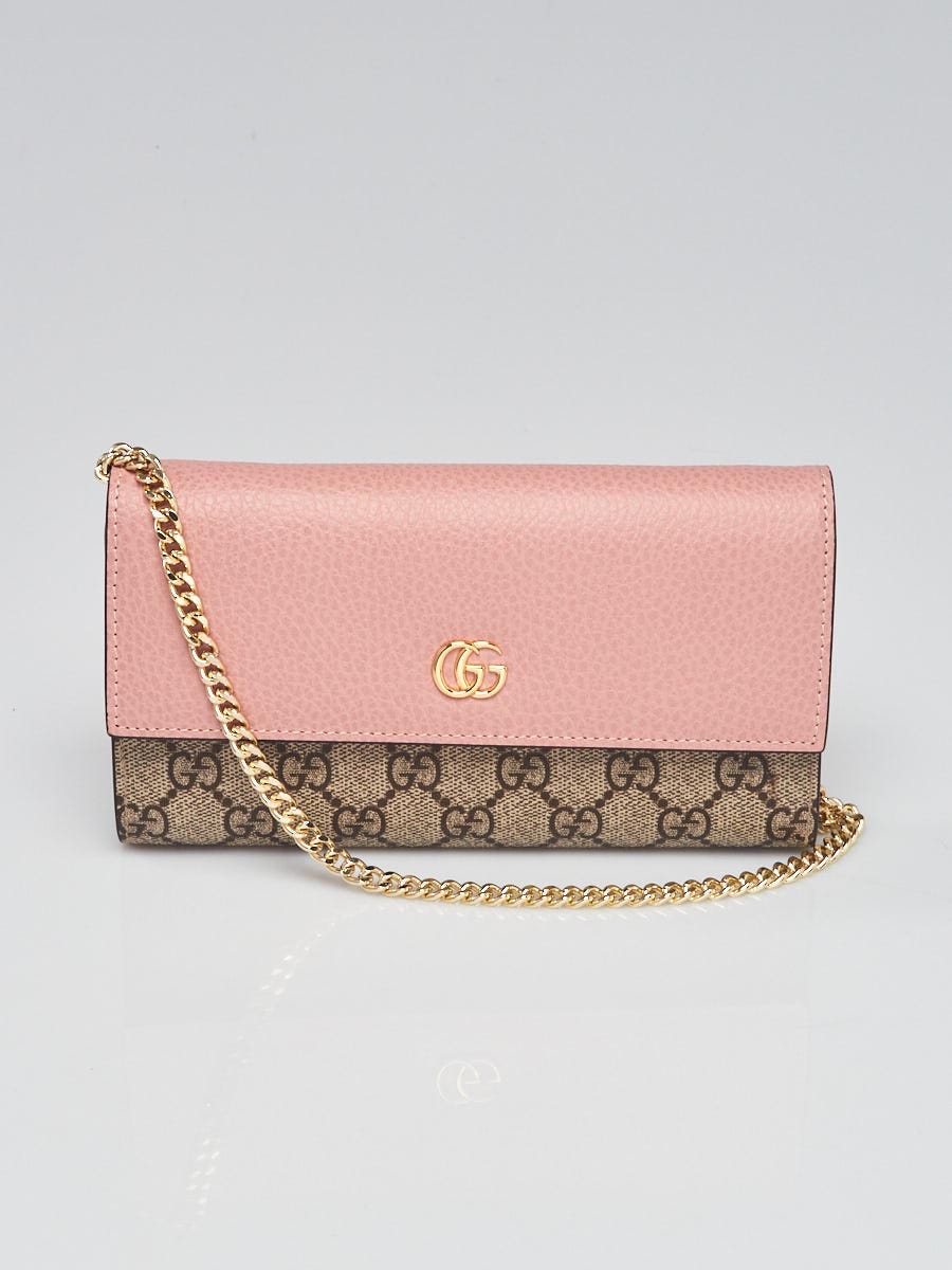 Gucci GG Supreme Chain Wallet Clutch Bag Red For Women
