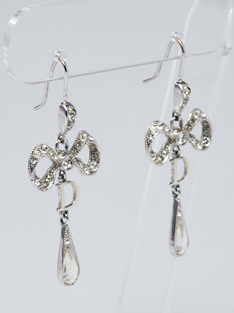 Christian Dior Silver Metal and Crystals Dangle Earrings