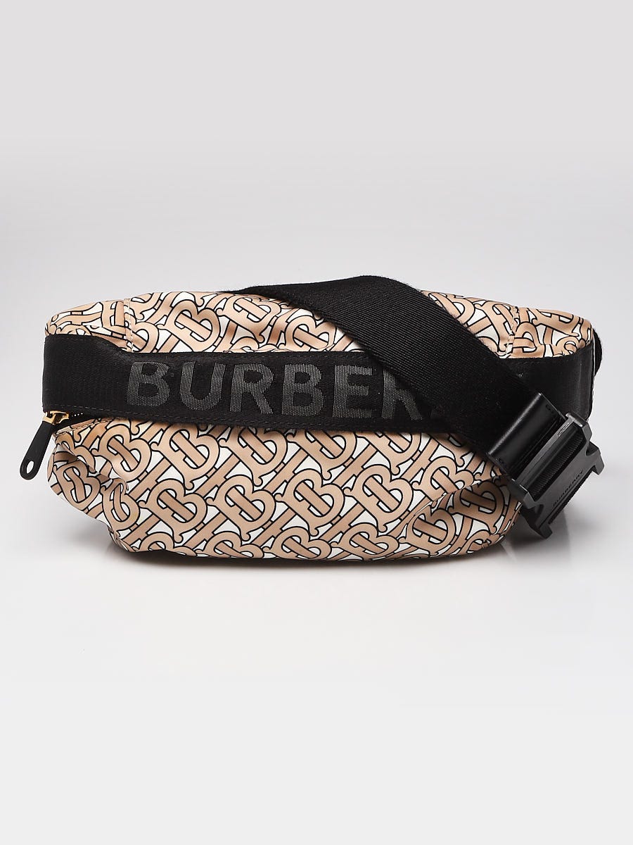 BURBERRY: Sonny TB belt bag with logo - Black