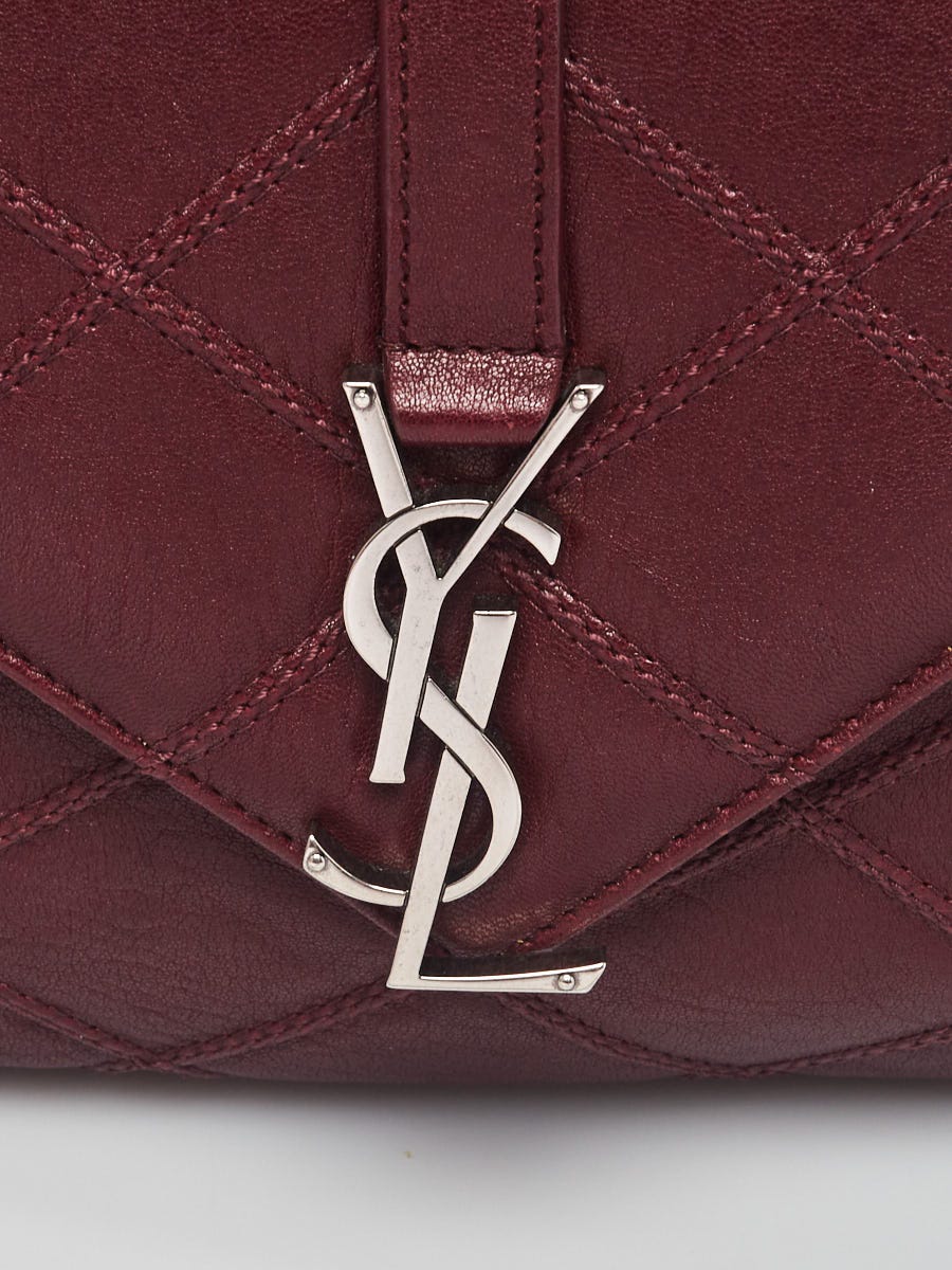Yves Saint Laurent Monogram Leather Pouch Maroon
