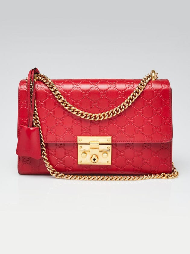 Gucci Red Guccissima Leather Padlock Medium Shoulder Bag