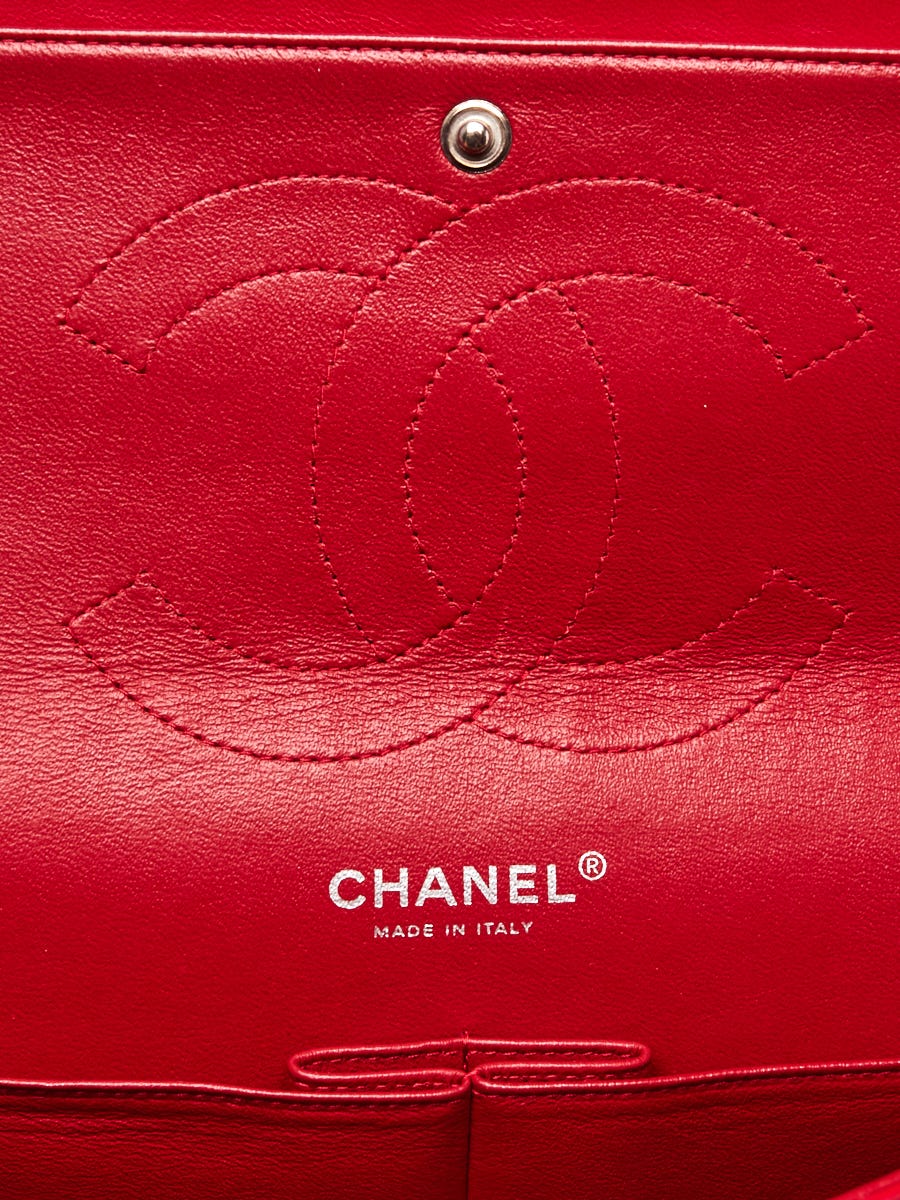 Chanel Red Quilted Patent Leather Classic Jumbo Double Flap Bag
