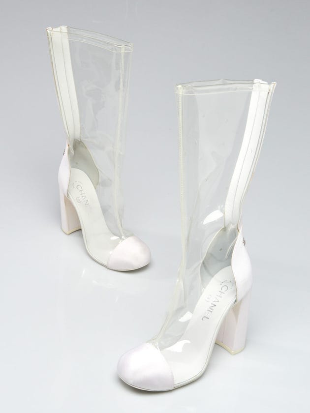 Chanel Cap Toe Boots Chanel Clear/White Vinyl And Fabric Cap Toe