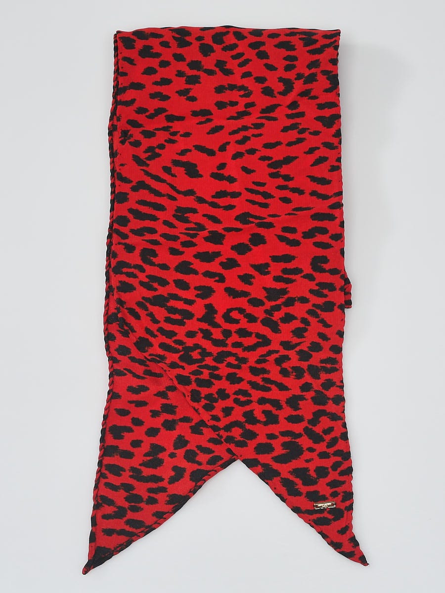 Red Blue Leopard Print Twilly Scarf Set - Deal of The Night 062123