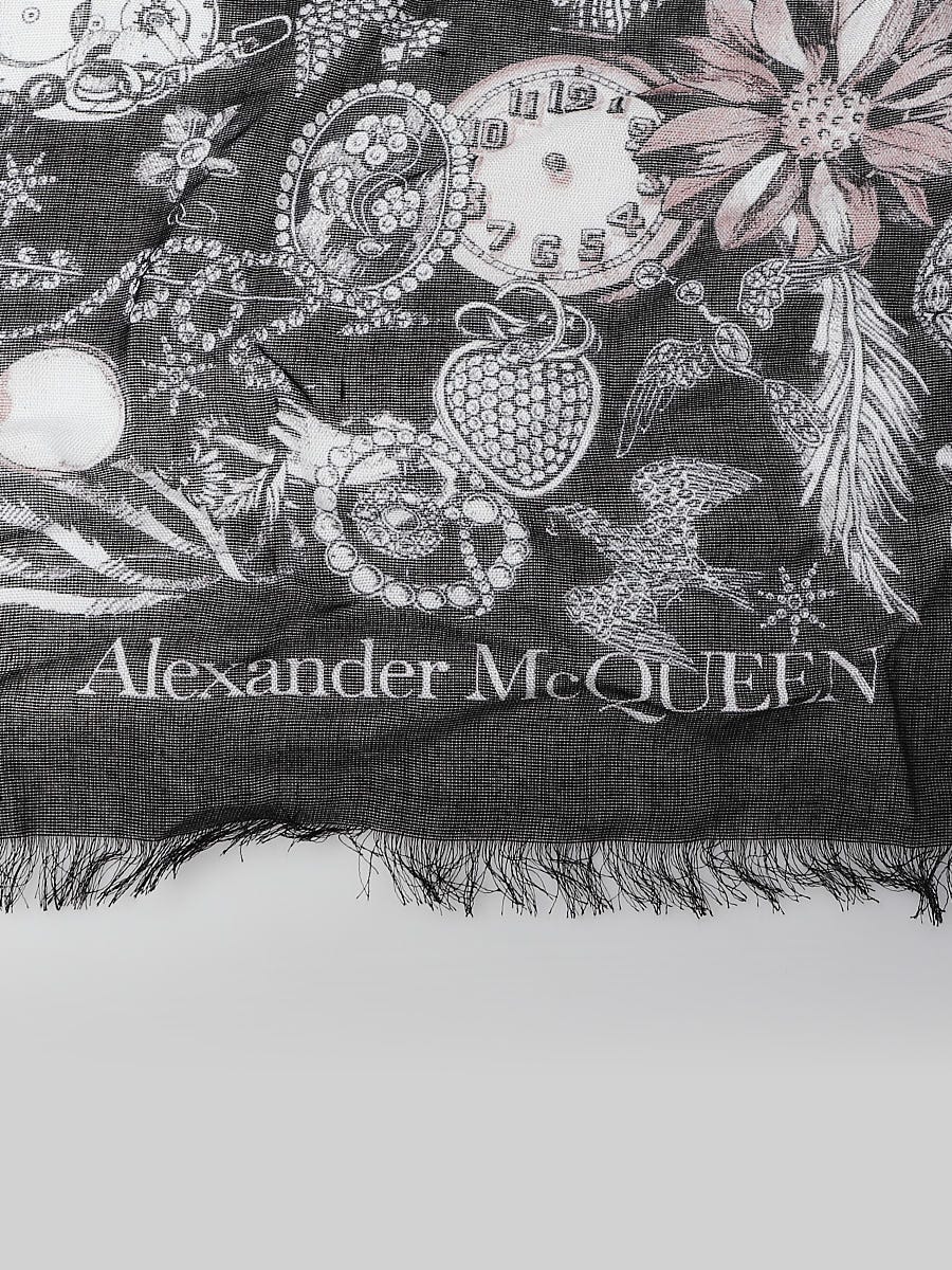 【ぼくだよ】ALEXANDER McQUEEN スカルプリント ストール Alexander McQueen＊ スカル スカーフ 関税/送料込 (alexander
