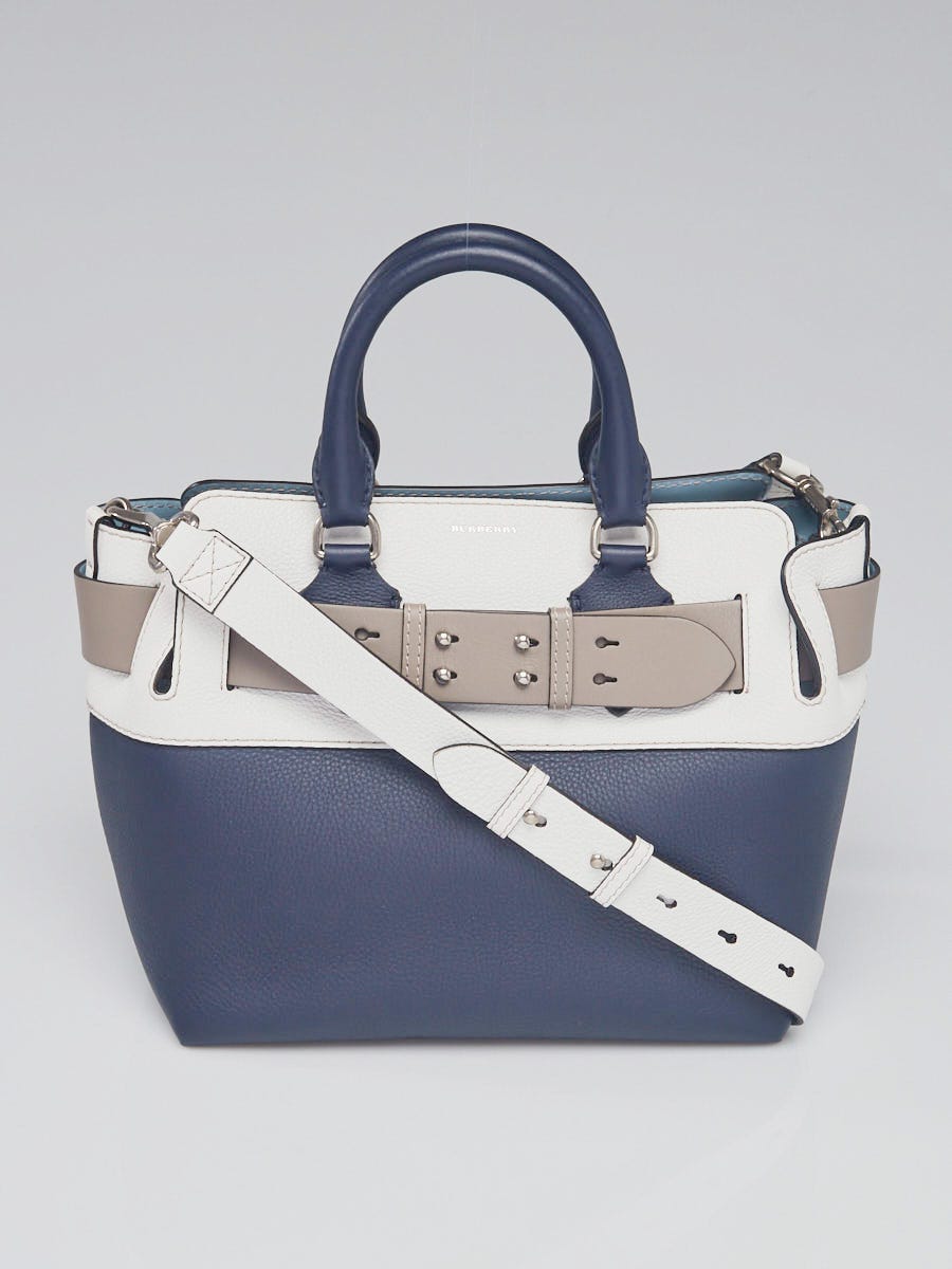 BURBERRY Grainy Calfskin Triple Stud Mini Belt Bag Blue White 1298565