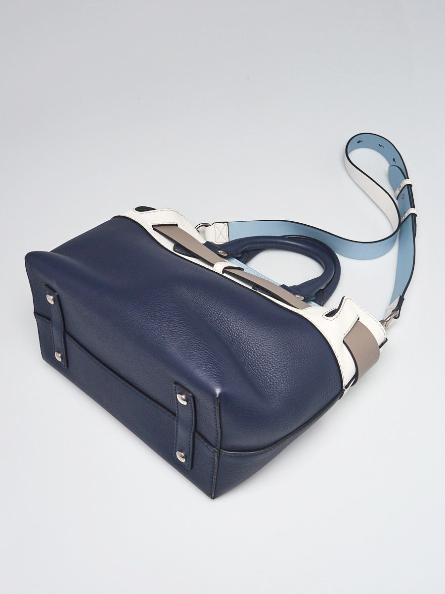 BURBERRY Grainy Calfskin Triple Stud Mini Belt Bag Blue White