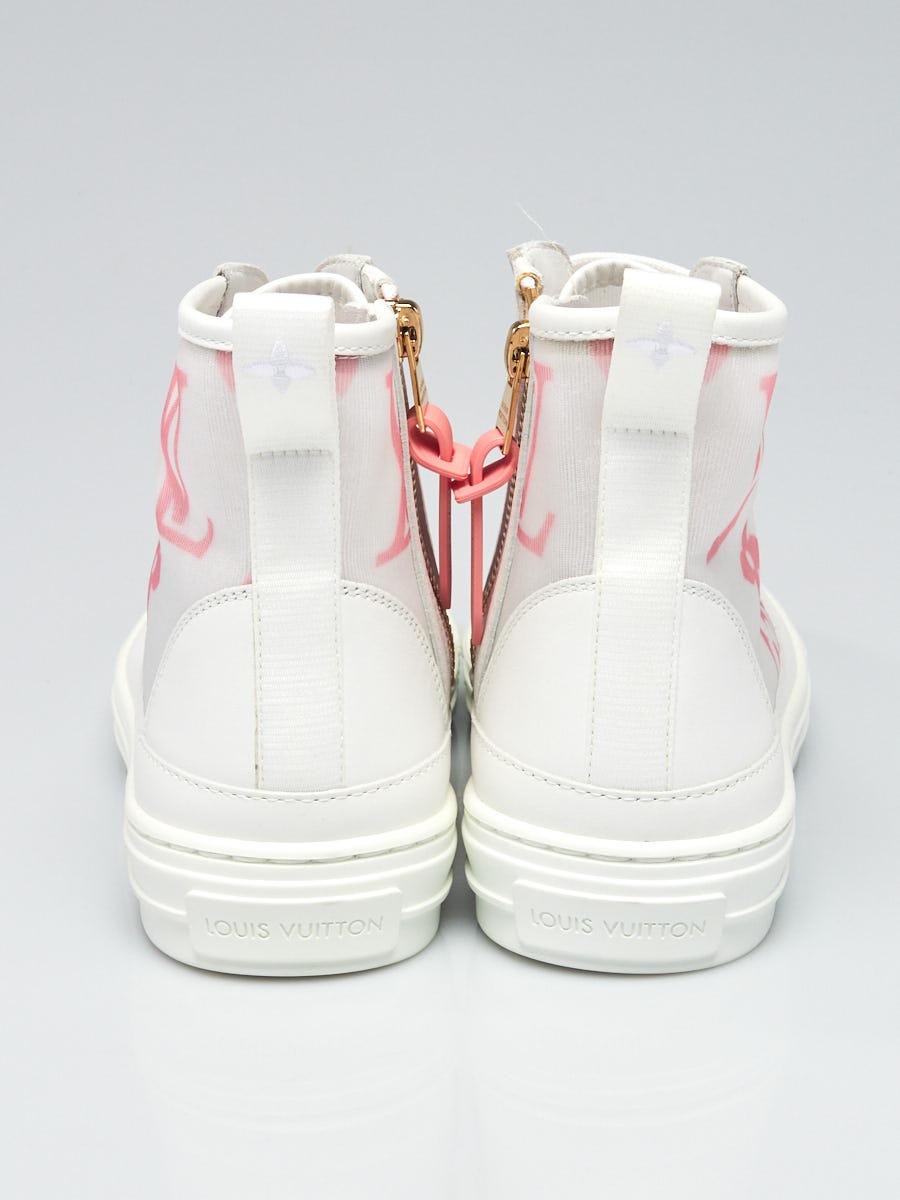 Louis Vuitton White/Pink Mesh and Leather High Top Stellar Sneakers Size  6.5/37 - Yoogi's Closet