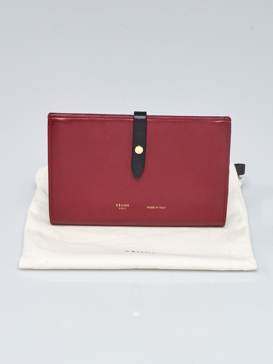 Celine Red/Black Smooth Leather Large Strap Wallet - Yoogi's Closet