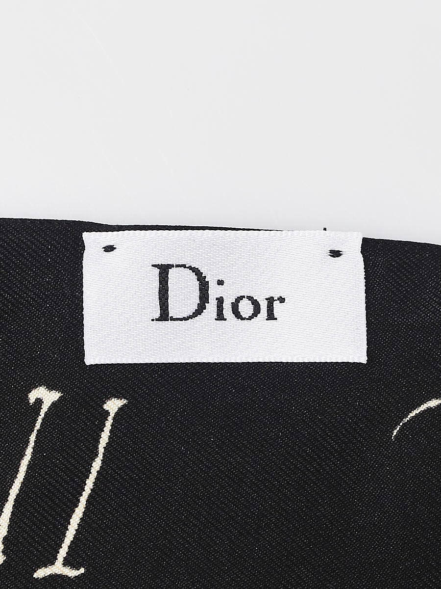 Christian Dior スカーフ archive Christian Dior Black Silk Skeleton/Snake Print Twilly Scarf