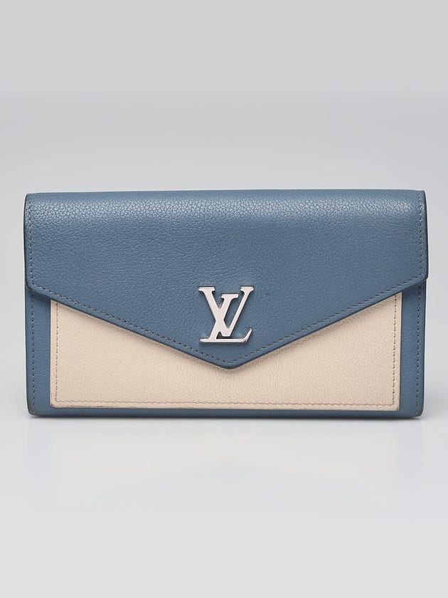 Louis Vuitton Blue/Beige Leather Mylockme Long Flap Wallet