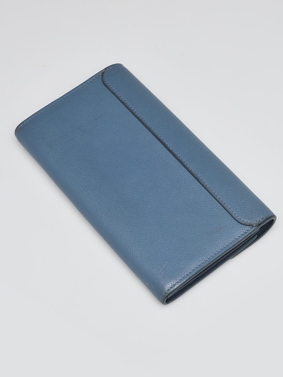 Louis Vuitton Blue/Beige Leather Mylockme Long Flap Wallet - Yoogi's Closet