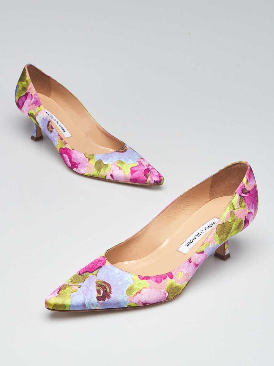 Floral Print Satin T-Strap High Heels Latin Dance Shoes – HIPPOSEUS
