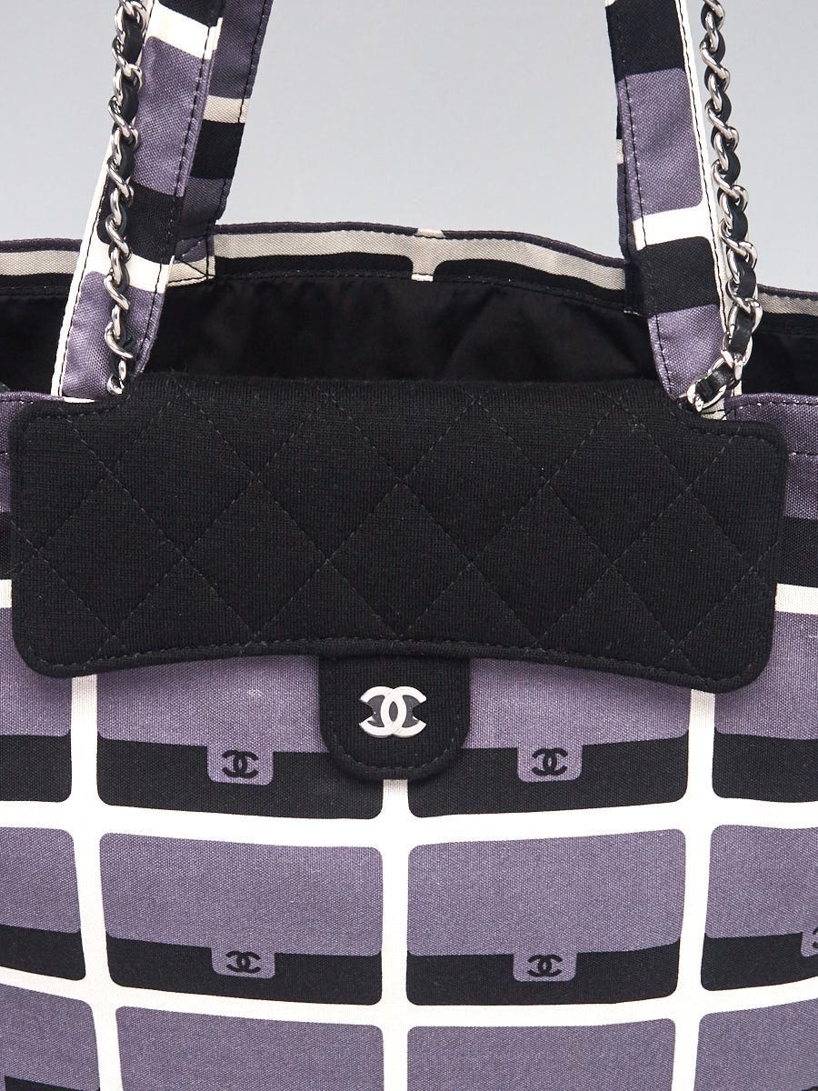 Chanel Shopping Top Handle Tote Cotton Beach Black and White Terry Cloth Bag  For Sale at 1stDibs