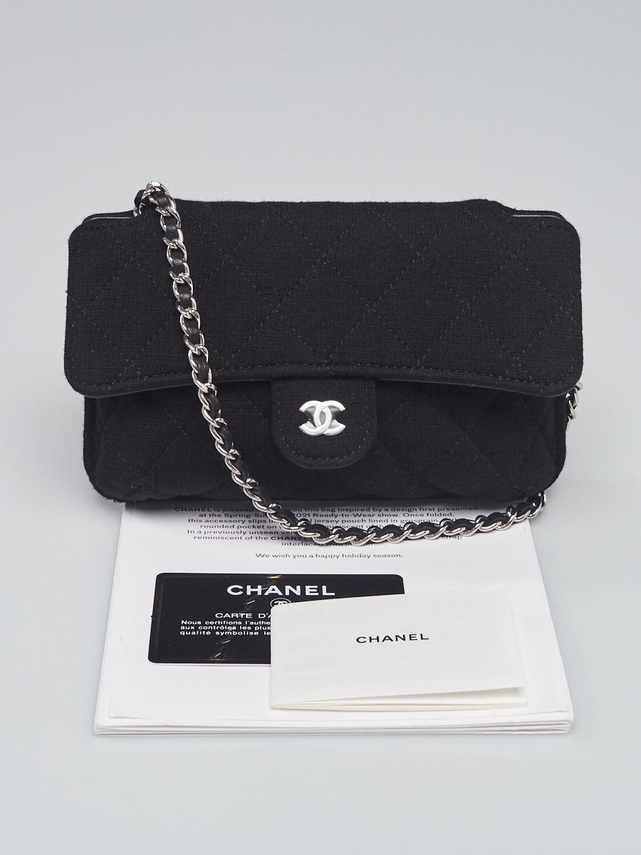 Chanel Black/Grey Jersey and Cotton Graphic Print Foldable Tote
