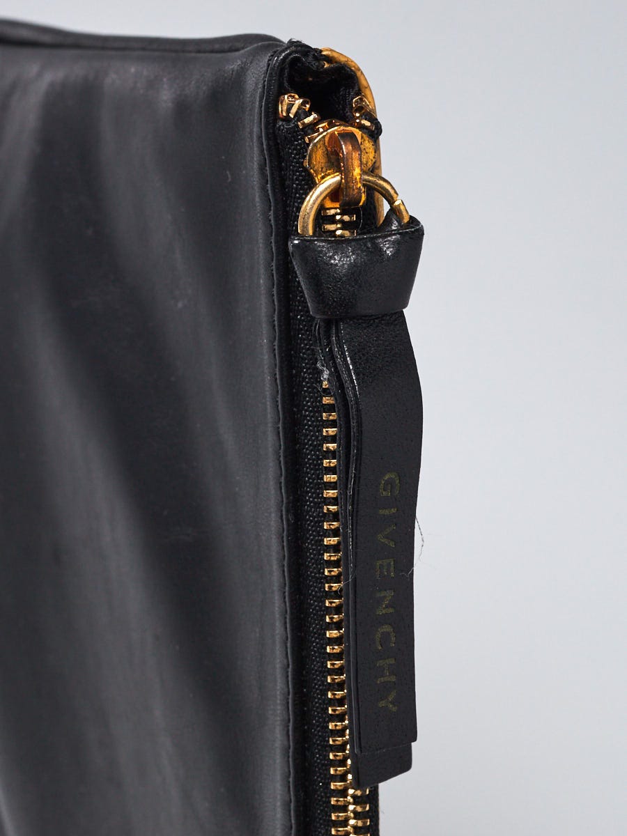Givenchy Black/Gold Leather Zip Cosmetic Bag - Yoogi's Closet
