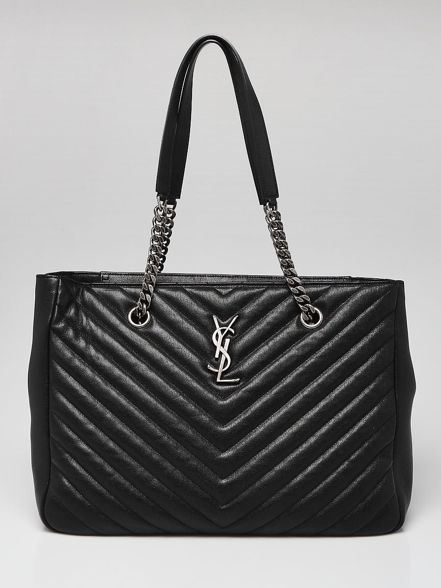 Yves Saint Laurent Black Chevron Quilted Leather Large Envelope Bag -  Yoogi's Closet