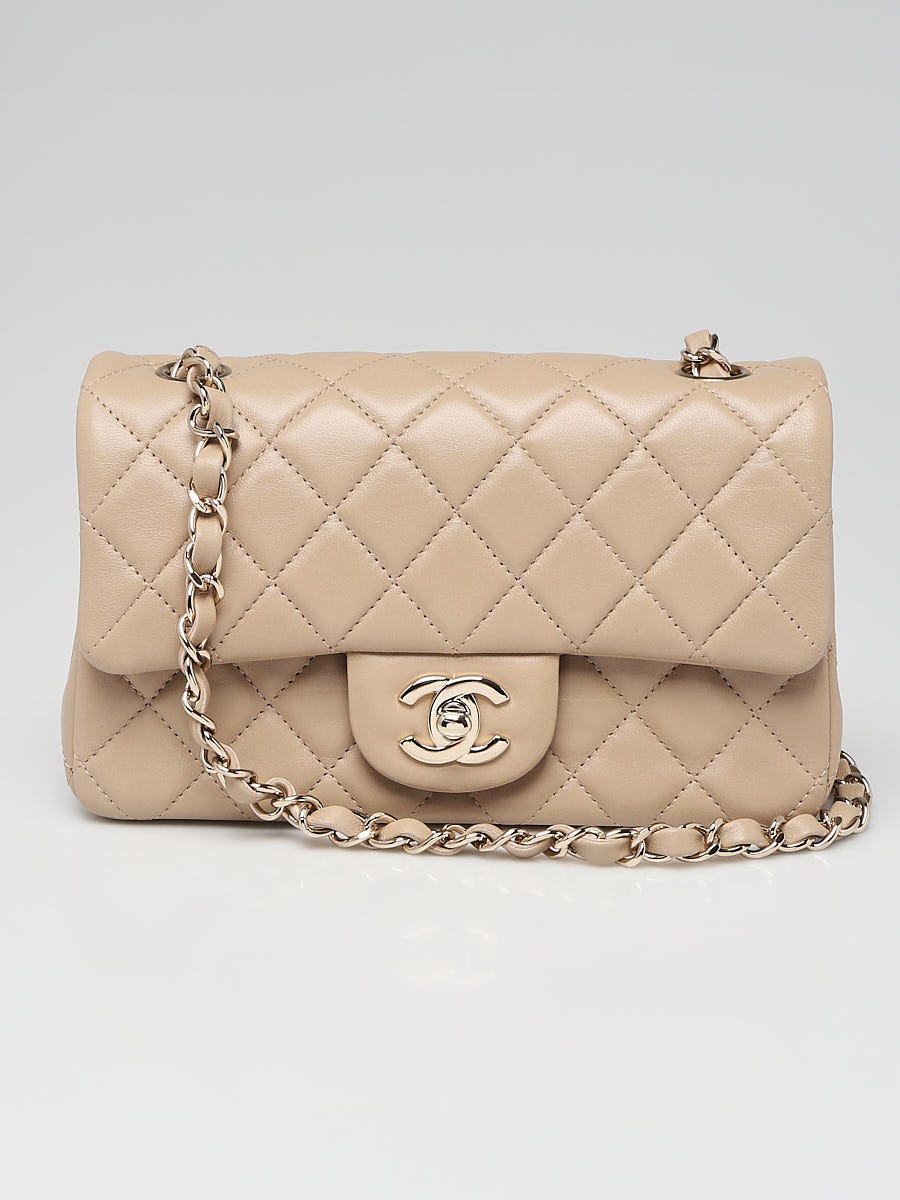Chanel Beige Quilted Leather Lambskin Leather Classic Rectangular