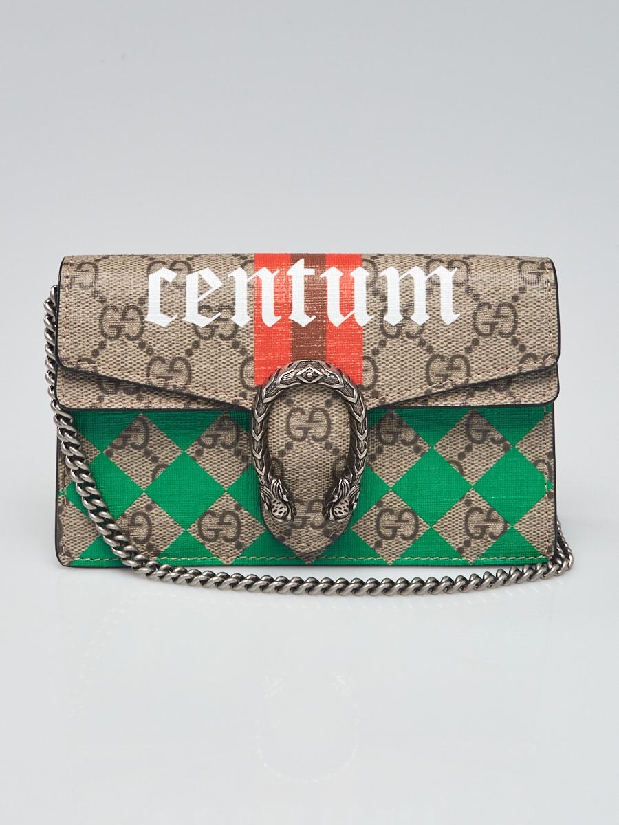 Gucci Beige/Ebony GG Supreme Canvas Dionysus Mini Card Holder On Chain  Wallet - Yoogi's Closet