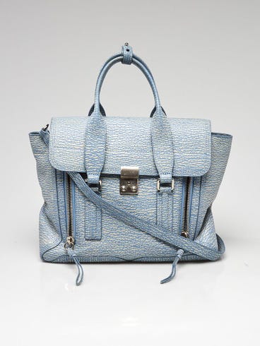 Phillip Lim Blue/White Shark Embossed Leather Medium Pashli