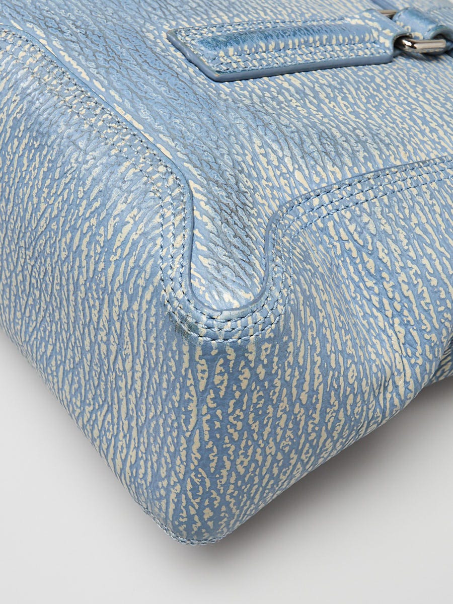 3.1 Phillip Lim Blue/White Shark Embossed Leather Medium Pashli