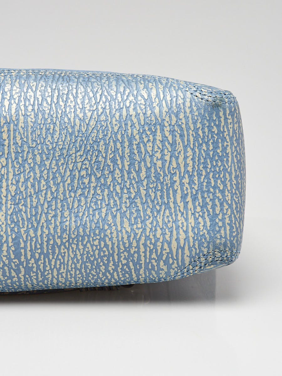 3.1 Phillip Lim Blue/White Shark Embossed Leather Medium Pashli