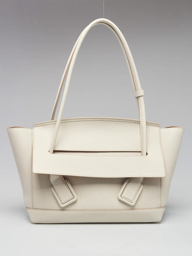 Bottega Veneta White Grainy Calf Leather Arco Tote Bag