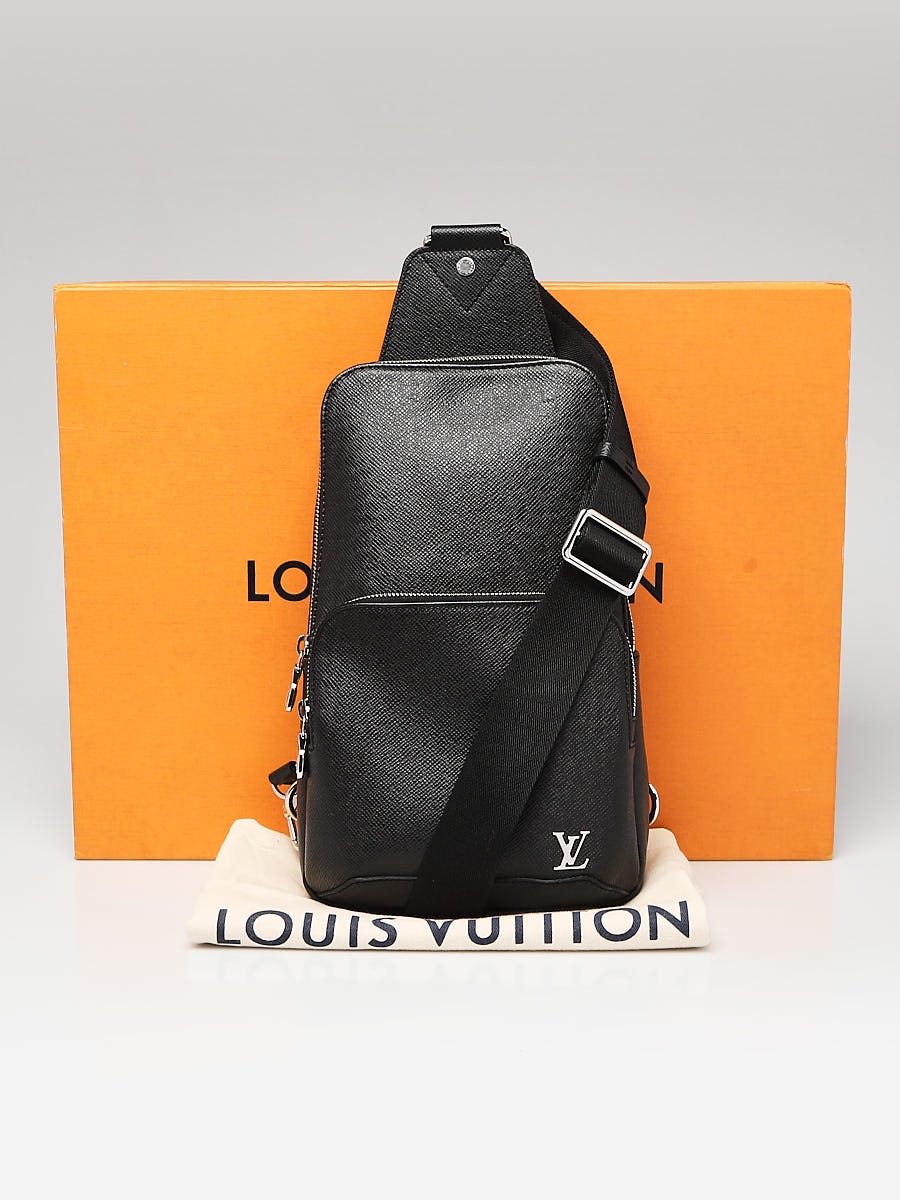 Louis Vuitton Sling Black Leather Backpack Men Taiga Leather Avenue Sling  Bag