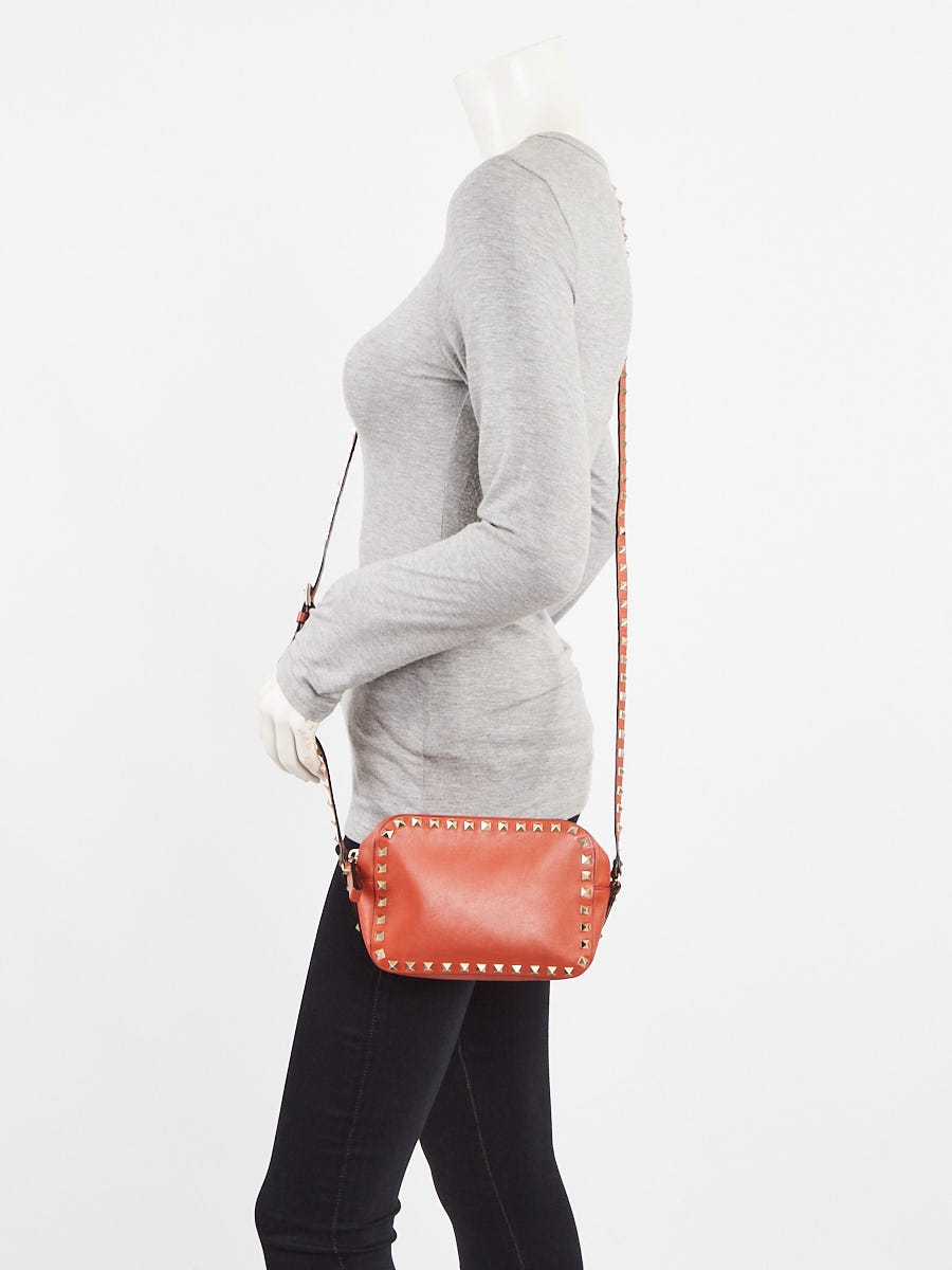 Valentino Orange Smooth Leather Rockstud Camera Bag | eBay