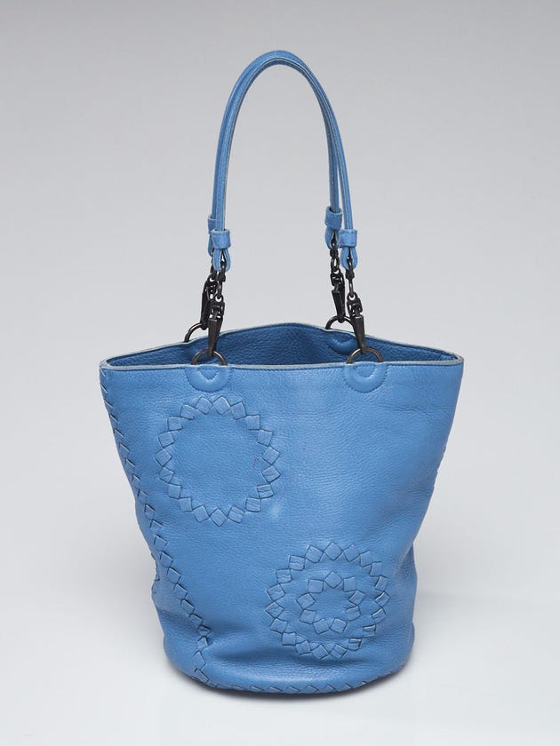 Bottega Veneta Blue Galazio Cervo Small Bucket Tote Bag